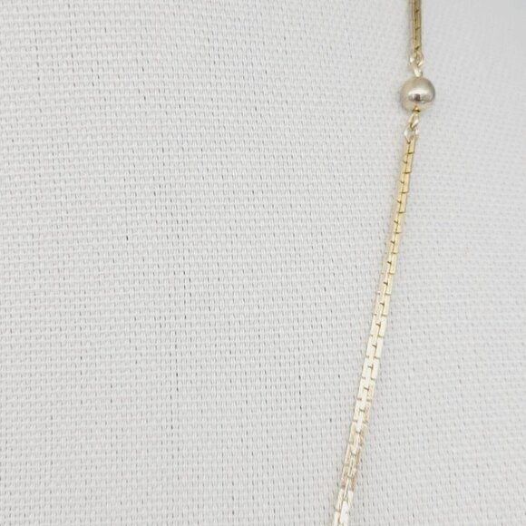 Vintage Avon 25" Ball Bead Station Necklace Gold Tone Rectangular Links Timeless - Picture 4 of 7